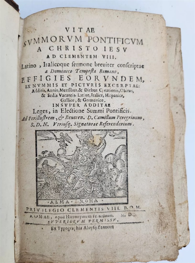 1600 LIVES of POPES antique VITAE SUMMORUM PONTIFICUM CHRISTO IESU ad CLEMENT 8 (1 of 16)