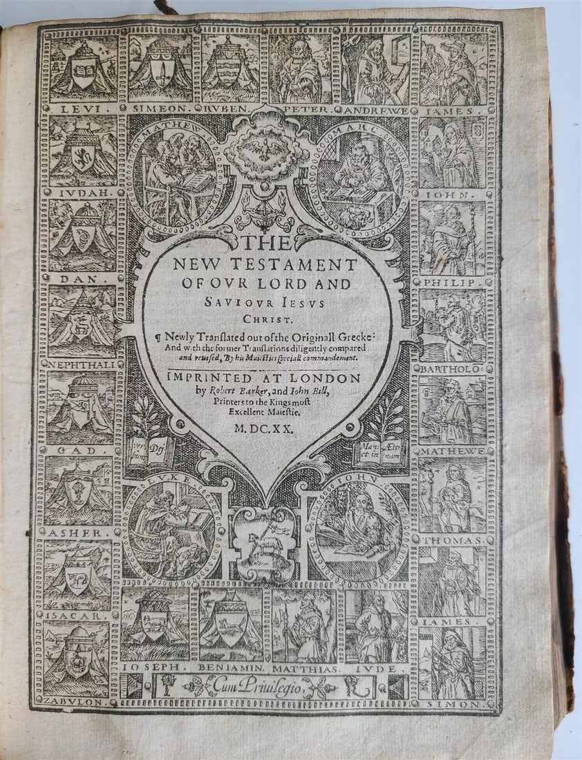 1619-1620 BIBLE in ENGLISH by B.Norton,J.Bill,Robert Barker antique ILLUSTRATED: The Holy Bible, Containing the Old Testament and the New: Newly Translated out of the Originall Tongue And with the former Translations diligently compared and revised. London: Bonham Norton and John