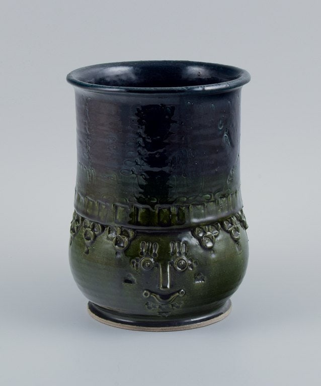 Bjørn Wiinblad (1918-2006), Det Blaa Hus (The Blue House), large ceramic vase in green and blue (1 of 7)
