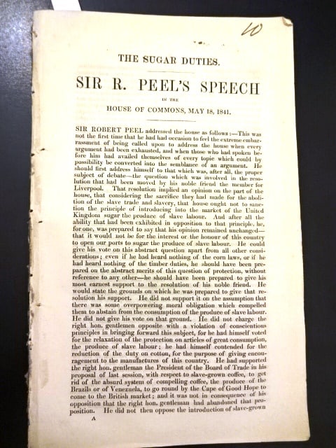 1841 Speech on Sugar Duties Robert Peel (1 of 2)