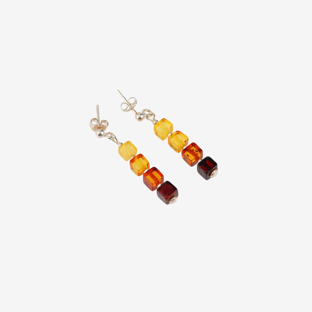 BALTIC AMBER RAINBOW DANGLE EARRINGS IN 925 STERLING SILVER (1 of 3)