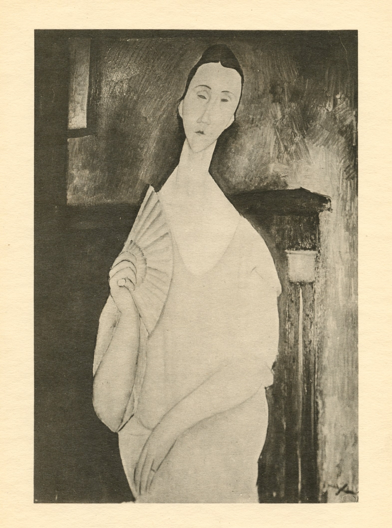 Amedeo Modigliani "Femme a l'eventail": Medium: collotype (after the painting). Printed in 1926 at the Leon Marotte atelier and published in an edition of 1000 by Editions des Quatre Chemins. Image size: 7 3/4 x 5 1/2 inches (200 x 137 mm).
