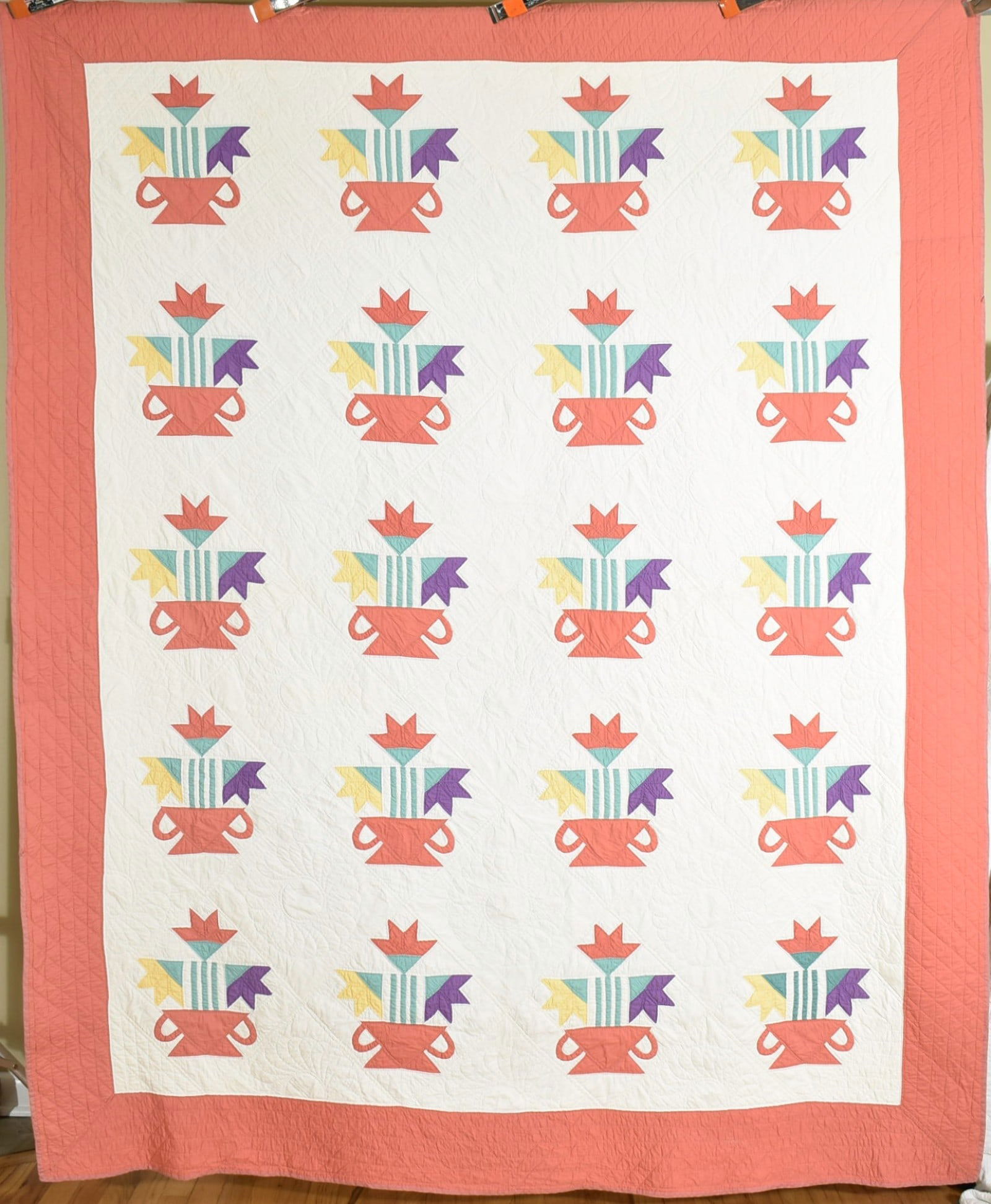 VERY EARLY 1830's Crown of Thorns Chintz Quilt (1 of 18)