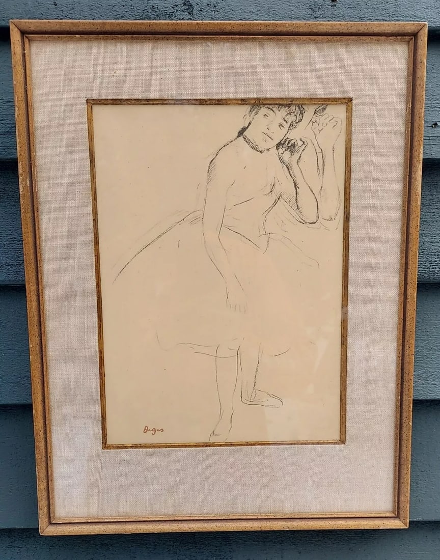 Degas Ballerina Print Framed In 1920 Signed. Interesting (1 of 4)