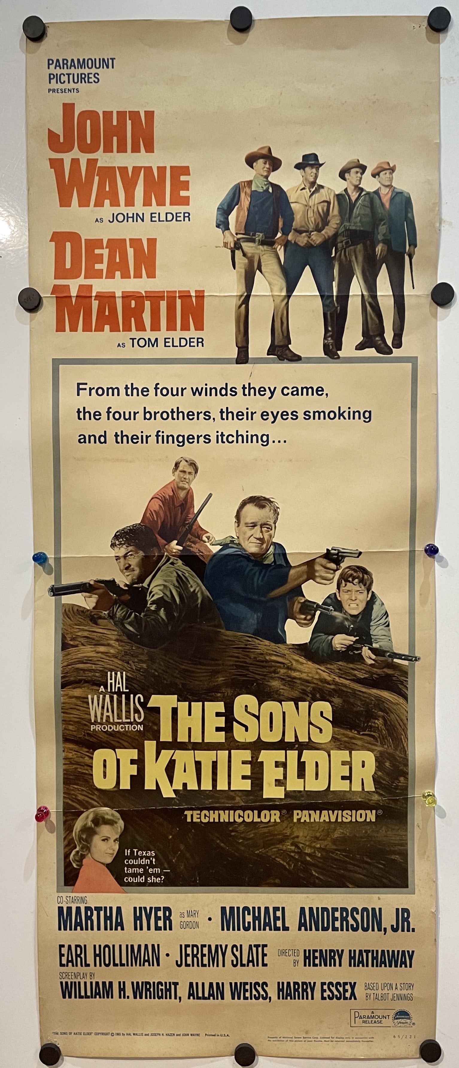 SONS OF KATIE ELDER insert 1965 John Wayne, Dean Martin! 36" x 14" (1 of 6)