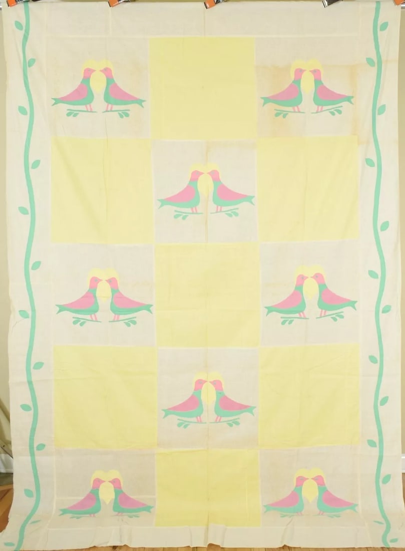 40's Birds & Hearts Quilt Top (1 of 6)