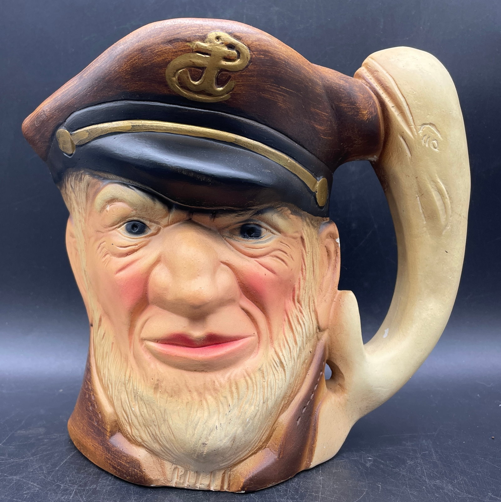 Vintage Captain Ahab Whale Extra Large Nautical Figural Toby Mug MCM Planter Jug: Title: Vintage Captain Ahab Whale Extra Large Nautical Figural Toby Mug MCM Planter Jug Date/Period: UNKNOWN Dimension: APPROX 8.5 X 8 X 7 Material: CERAMIC Additional Information: Vintage Captain Aha