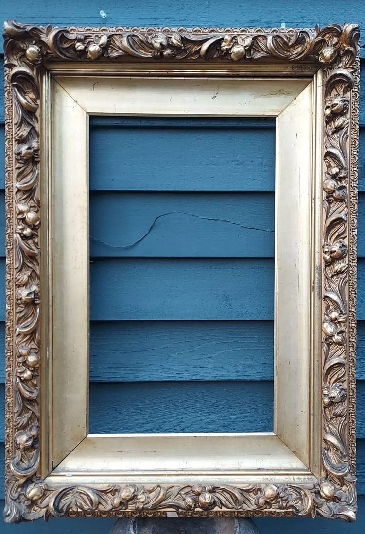 Beautiful antique picture oil painting frame 13 x 22" gold gild. double frame (1 of 5)