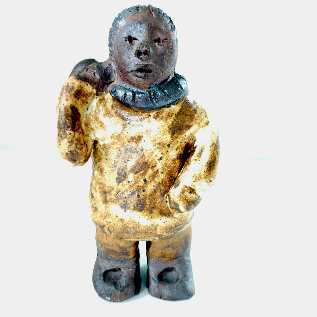 Native Clay Inuit Hunter With Seal Figurine by Guy de Pelteau circa 1960's (1 of 7)