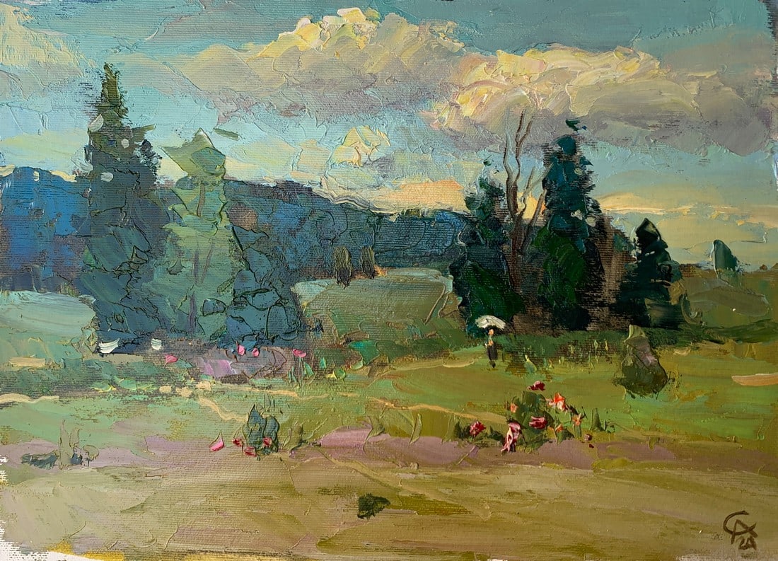 Oil painting autumn walk Sergey Ivanovich Animov (1 of 10)