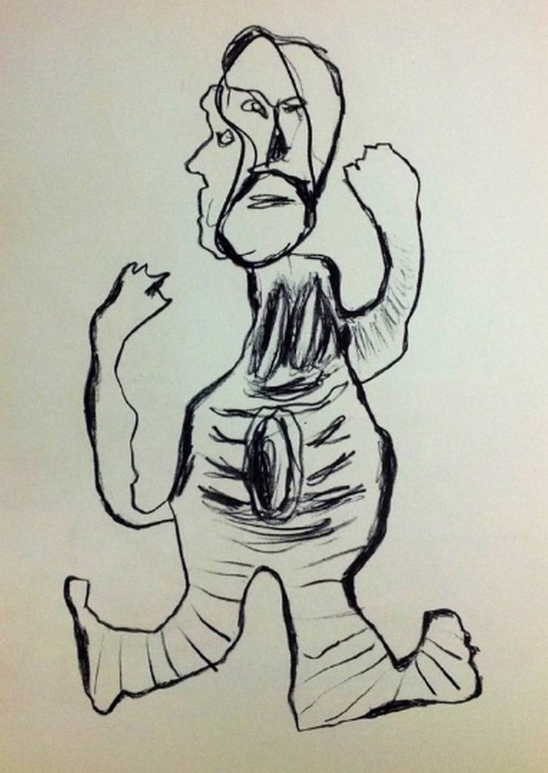 Karel Appel Original Lithograph N7-5 Maeght 1988: Artist: Karel Appel Country: Netherlands Title: Untitled N 7-5 Medium: Original Lithograph Marks: Not signed not numbered Printed: 1988 by L'imprimerie Arte, France Paper: Vellum paper 14.5 x 10.5 inc