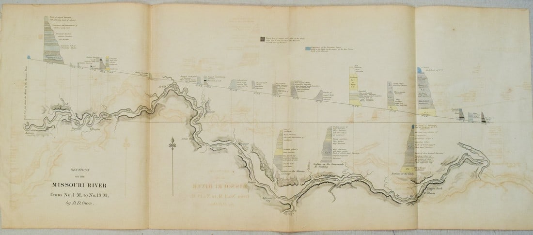 1852 Owen Map of The Missouri River from Upriver the Platte to Ft. Lawenworth -- Sections of the (1 of 1)