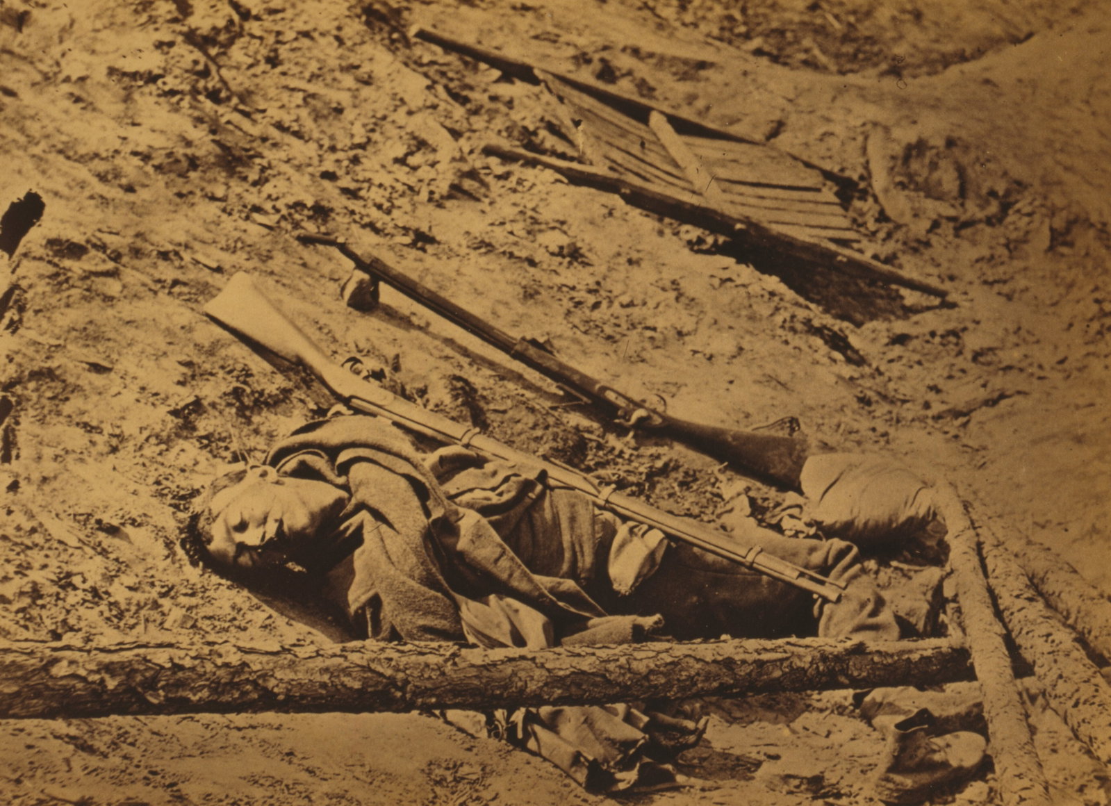 CIVIL WAR, DEAD CONFEDERATE SOLDIER: Title: CIVIL WAR, DEAD CONFEDERATE SOLDIER Artist: UNKNOWN Date/Era: UNKNOWN Dimensions: 8X10 Description: || UNITED STATES SHIPPING ONLY!|| This lot is a Dye Based Photolithograph, and is a restorati