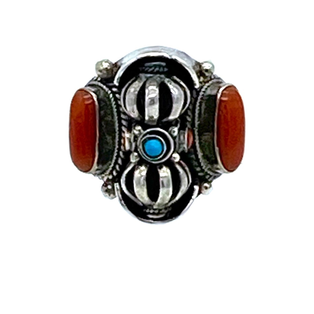 Tibetan Coral & Turquoise Ring (1 of 2)