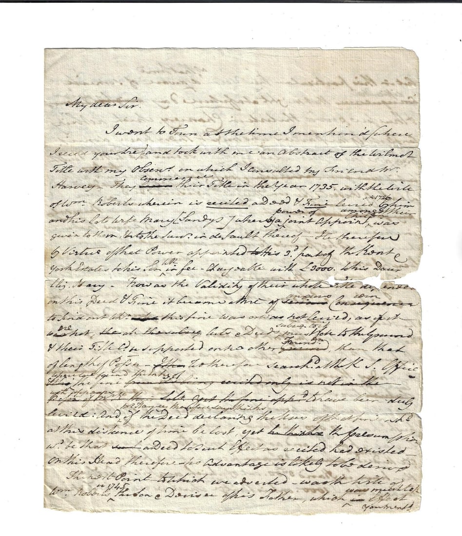 1795 Manuscript Letters Sandys Pyott Family (1 of 3)