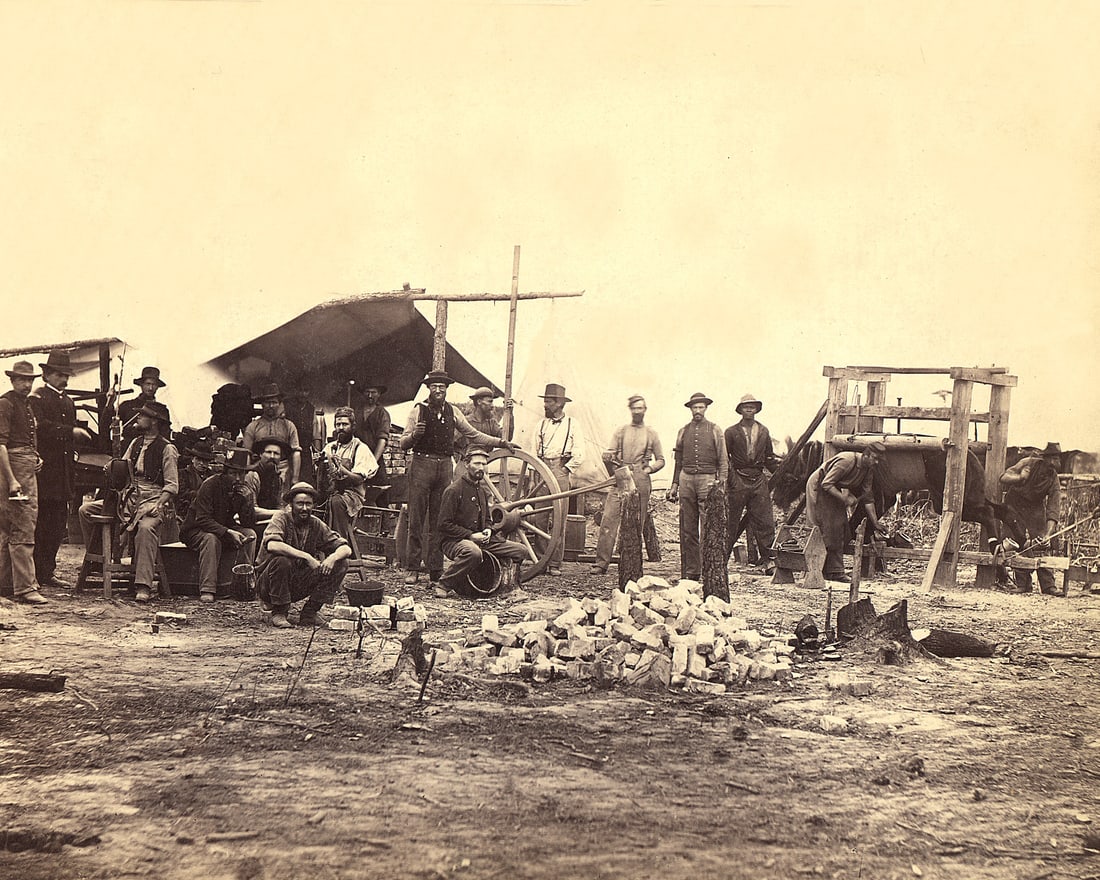 Virginia, Petersburg, Field workshop in the Ninth Army Corps: Title: Virginia, Petersburg, Field workshop in the Ninth Army Corps Artist/Source: ALEXANDER GARDNER (1821-1882) Original Date: C. 1863 Dimensions: 8X10" Description: || UNITED STATES SHIPPING ONLY!|