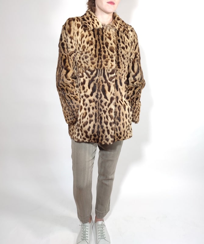 REAL BROWN & BLACK LEO PRINT FUR JACKET EU: M; US: 10 (1 of 13)