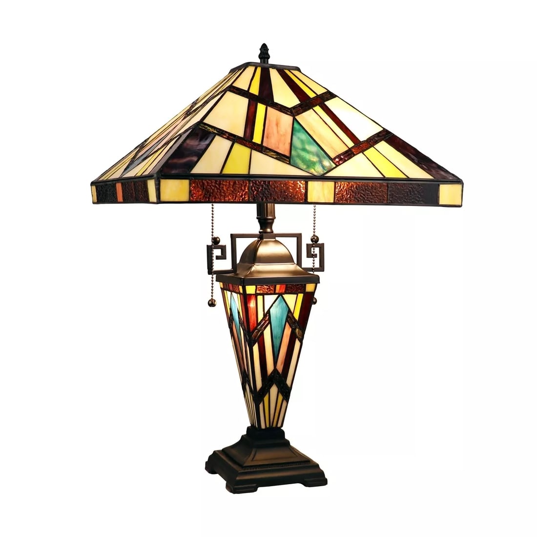 24" 3 light Stained Glass Mission Table Lamp (1 of 7)