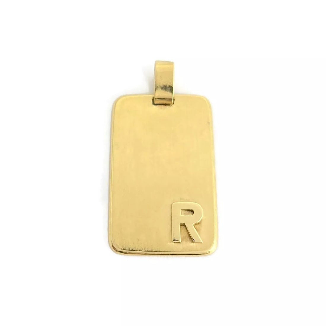 Estate Letter R Initial Tag Pendant Charm 18K Yellow Gold, 5.13 Grams (1 of 7)