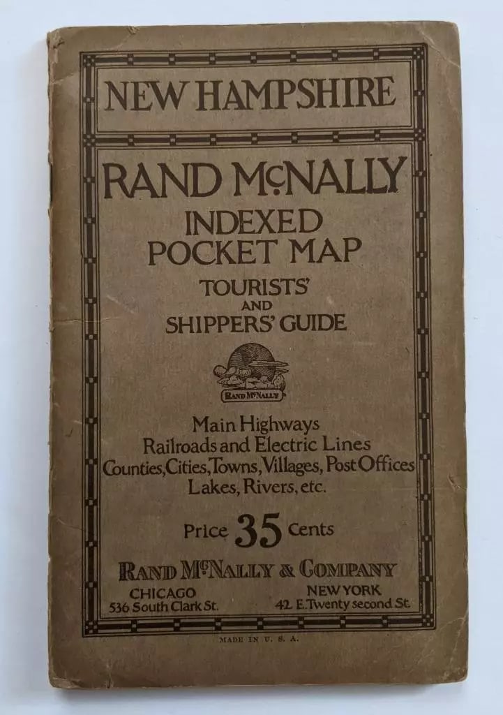 1922 NEW HAMPSHIRE POCKET MAP & SHIPPERs GUIDE - RR Cities TOWN etc Rand McNally (1 of 6)