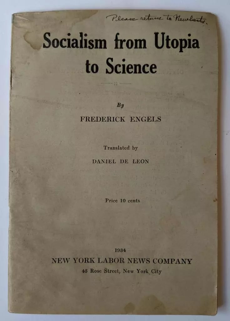 1934 SOCIALISM FROM UTOPIA TO SCIENCE by FREDERICK ENGLES NY Labor News Company: 1934 SOCIALISM FROM UTOPIA TO SCIENCE by FREDERICK ENGLES NY Labor News Company 1934 SOCIALISM FROM UTOPIA TO SCIENCE by FREDERICK ENGLES NY Labor News Company Description ( Old vintage book titled; "