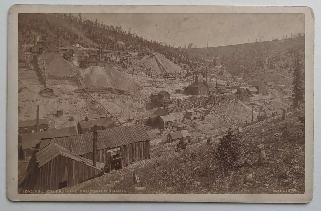 ca. 1880 s CABINET CARD SELLERS MINE CALIFORNIA GULCH COLORADO MINING by JACKSON (1 of 2)