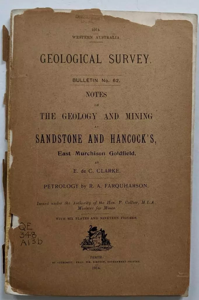 ANTIQUE BOOK w MAP s, 1914 EAST MURCHISON GOLD FIELD MINING AUSTRALIA by CLARKE (1 of 15)