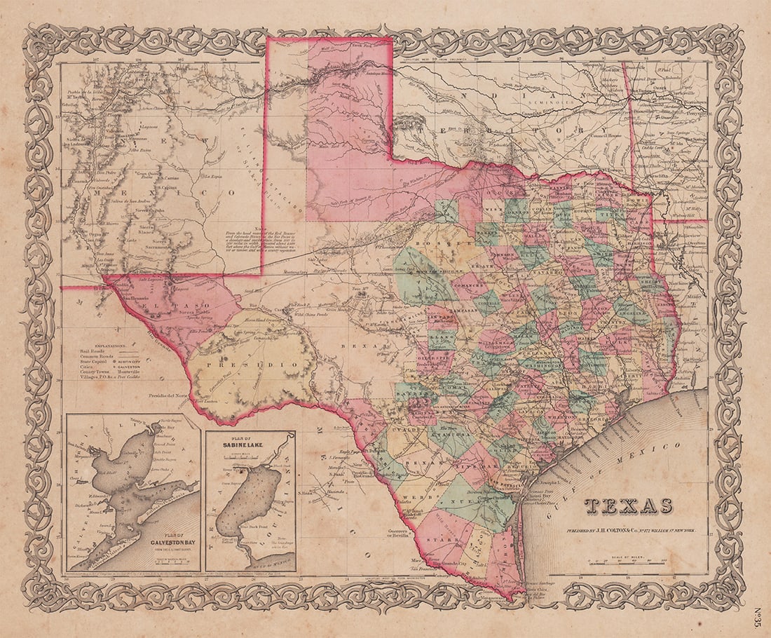 Scarce 1st edition map of Texas from J. H. Colton (1 of 5)