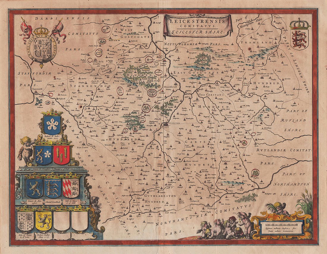 1645 Blaeu map of Leiscester Shire (1 of 5)