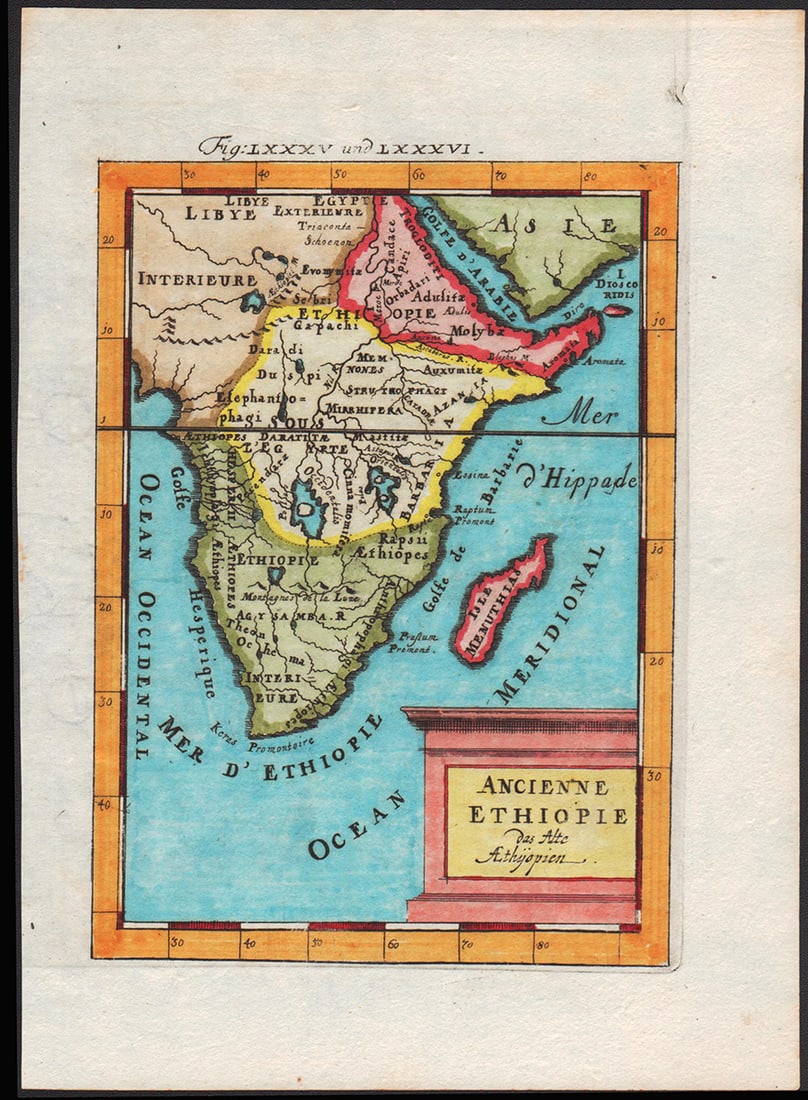 300+ year old engraved map of Ethiopia by A. Mallet (1 of 3)
