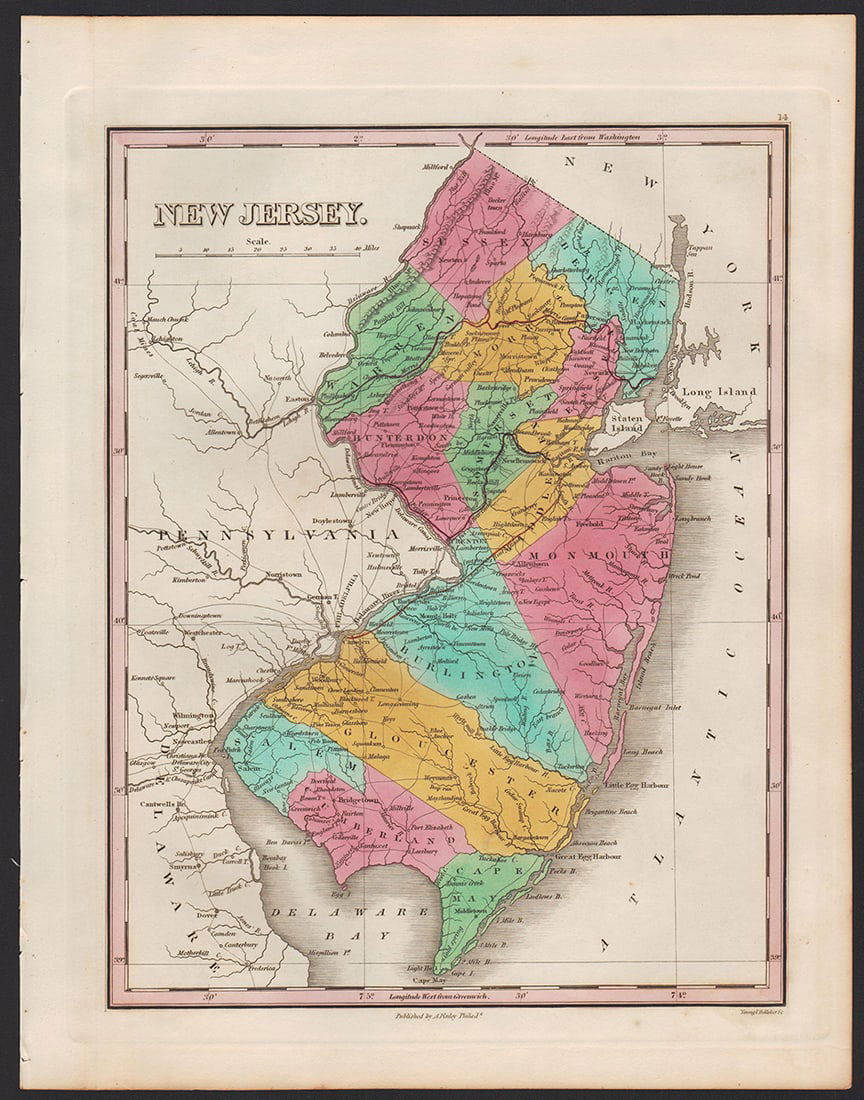 Exceptional and scarce Finley map of New Jersey (1 of 4)