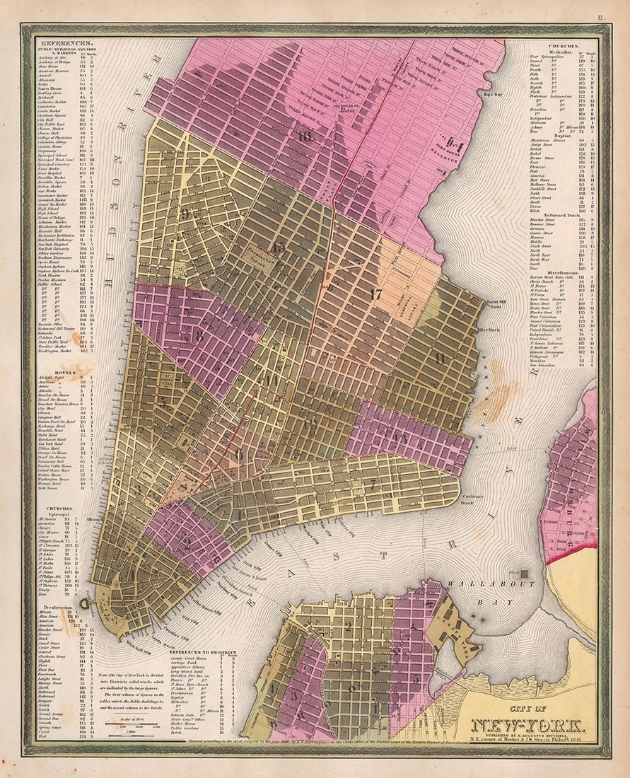 Scarce 1st ed. 1846 Mitchell map of New York City (1 of 6)