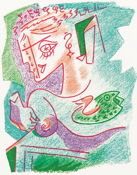 Masson signed Lithograph 1973 Une Etoile du craie 2:  Artist: Andre Masson Country: France Title: Une Etoile du Craie - 2 Medium: Original Lithograph Marks: Signed and numbered in pencil Paper: Japon Nacre 10.50 x 9 inch Provenance: Suite Une Etoil