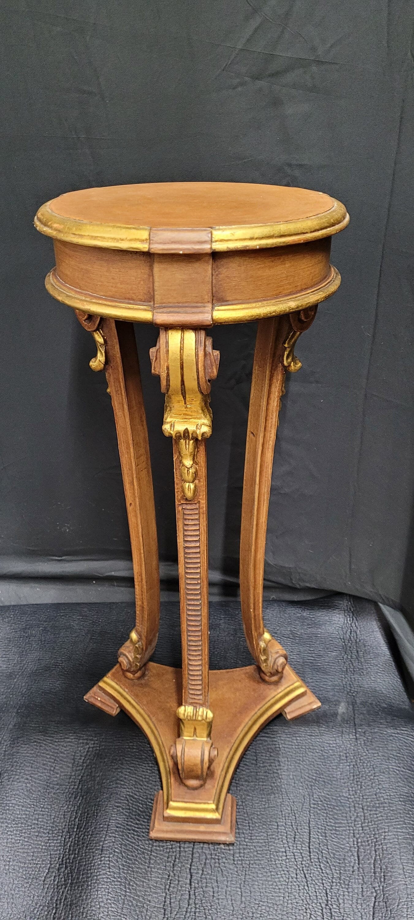 Vintage italian gilt painted wood pedestal fern stand hallway bust holder tall side table (1 of 8)