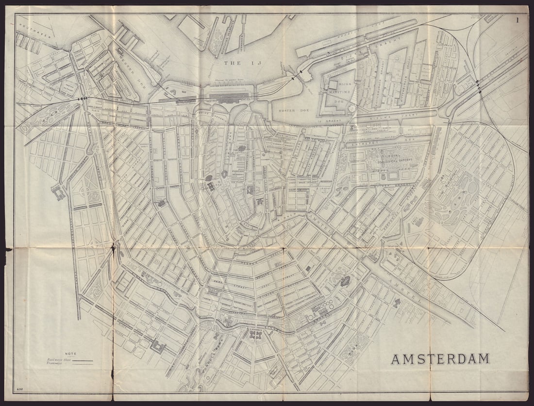 AMSTERDAM antique town plan city map. Netherlands. BRADSHAW 1892 old (1 of 1)