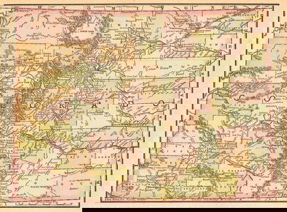 Colorado: Title: Colorado Date: 1895 Cartographer: RAND, MCNALLY & CO. Publisher: THE ENCYCLOPEDIA BRITANNICA Description: Shows very large Arapahoe County extending east to the Kansas border. Height: 7.5 Width