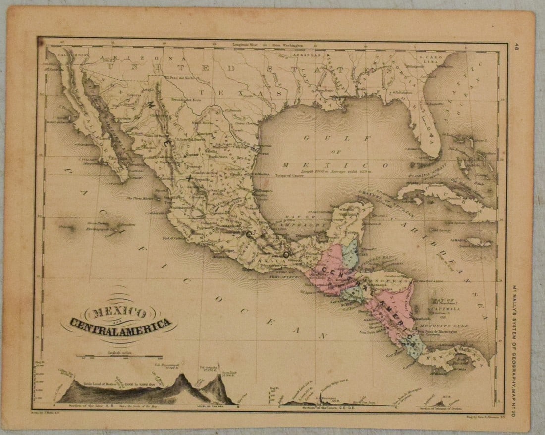1862 McNally Map of Mexico and Central America -- Mexico and Central America: Title: 1862 McNally Map of Mexico and Central America -- Mexico and Central America Cartographer: McNally & Co. Year/Place: 1862, Chicago Dimensions: 8.3 X 10.6 in. Description: This is an excellent m
