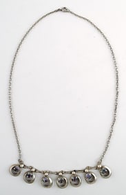 Danish design sterling silver necklace with stones in modern design.