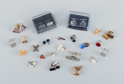 A large collection of Scandinavian cufflinks in gilded metal, sterling silver and more.