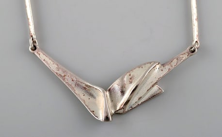 Björn Weckström, Lapponia, Finland. Vintage modernist necklace in sterling silver.
