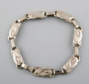 Vintage Danish silver bracelet in modern design, stamped CCGÅ, 830S. 1930 / 40s.
