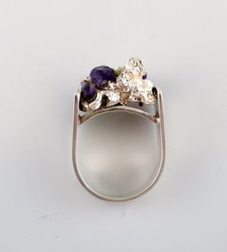 Willy H. Jacob Krogmar. Danish silversmith. Modernist ring in sterling silver adorned with raw