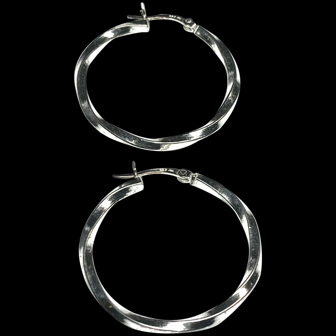 Estate Twisted Sterling Silver Hoop Earrings (1 of 5)