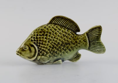 Sven Wejsfelt (1930-2009) for Gustavsberg. Unique Stim fish in glazed ceramics. Perch. 1980s.