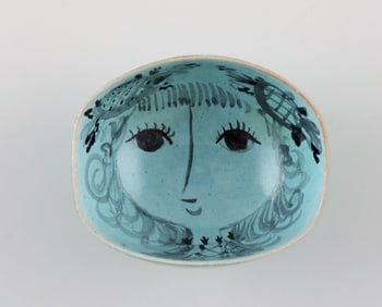 Bjørn Wiinblad (1918-2006), Denmark. Unique miniature bowl in glazed ceramics with hand-painted