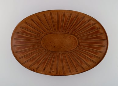 Gunnar Nylund (1904-1997) for Rörstrand. Large and rare bowl in glazed ceramics. Beautiful