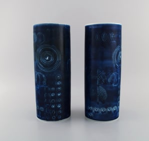 Olle Alberius for Rörstrand. Two large Sarek vases in glazed ceramics. Swedish design, 1960s /