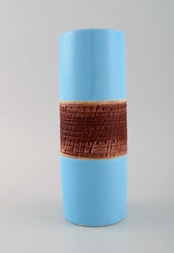 Lisa Larson for Gustavsberg. Tarragona vase in glazed ceramics. Beautiful light blue glaze. 1960s.