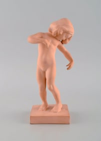 P. Ipsens Enke. Girl No. 888. Venus Kalipygos, Unglazed Pottery. Design Kai Nielsen. 1940s.