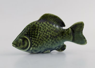 Sven Wejsfelt (1930-2009) for Gustavsberg. Unique Stim fish in glazed ceramics. Perch. 1980s.
